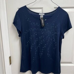 Patriotic Women's Navy Starburst Top Forever Jade XL NWT